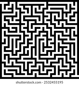 Labyrinth game way. Square maze, simple logic game with labyrinths way. How to find out quiz, finding exit path rebus or logic labyrinth challenge isolated vector