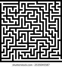 Labyrinth game way. Square maze, simple logic game with labyrinths way. How to find out quiz, finding exit path rebus or logic labyrinth challenge isolated vector