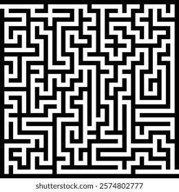 Labyrinth game way. Square maze, simple logic game with labyrinths way. How to find out quiz, finding exit path rebus or logic labyrinth challenge isolated vector illustration