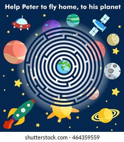 Labyrinth Game,Maze puzzle with solution,Vector illustration of round maze