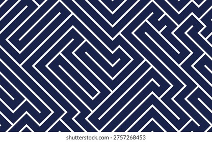 Labyrinth geometric vector seamless pattern, vector abstract background of a logic maze, rectangle lines geometrical endless wallpaper design.