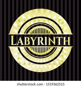 Labyrinth gold badge or emblem. Vector Illustration. Detailed.