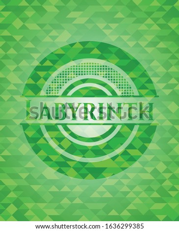 Labyrinth green mosaic emblem. Vector Illustration. Detailed.