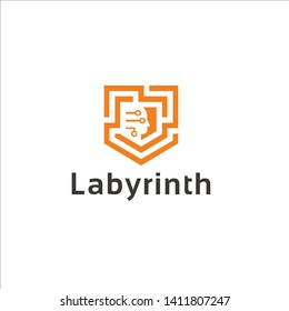Labyrinth Head shield data logo design