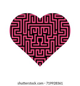 Labyrinth in heart. Eps 10 stock vector illustration 