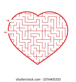 Labyrinth heart. Simple flat vector illustration isolated on white background. An interesting game for children and teenagers