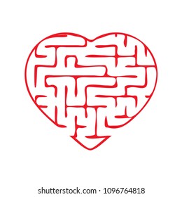 Labyrinth heart. Simple flat vector illustration isolated on white background