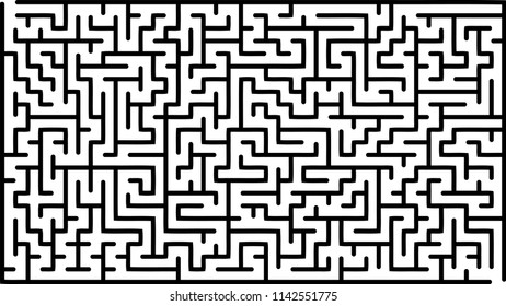 Labyrinth of high complexity. Vector illustration of a maze. Abstract geometric background. Black and white pattern.
