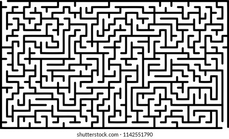 Labyrinth of high complexity. Vector illustration of a maze. Abstract geometric background. Black and white pattern.