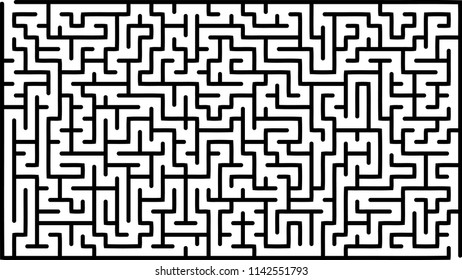 Labyrinth of high complexity. Vector illustration of a maze. Abstract geometric background. Black and white pattern.
