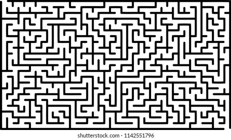Labyrinth of high complexity. Vector illustration of a maze. Abstract geometric background. Black and white pattern.