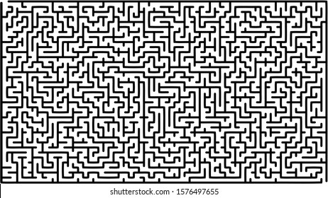 Labyrinth of high complexity. Vector illustration of a maze. Black and white pattern. Geometrical backdrop.