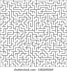 Labyrinth of high complexity. Vector illustration of a maze. Black and white pattern. Geometrical backdrop.
