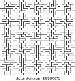 Labyrinth of high complexity. Vector illustration of a maze. Black and white pattern. Geometrical backdrop.
