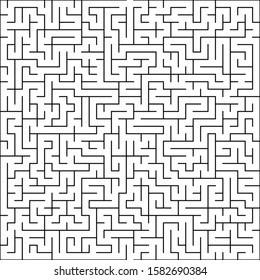 Labyrinth of high complexity. Vector illustration of a maze. Black and white pattern. Geometrical backdrop.