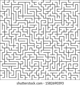 Labyrinth of high complexity. Vector illustration of a maze. Black and white pattern. Geometrical backdrop.