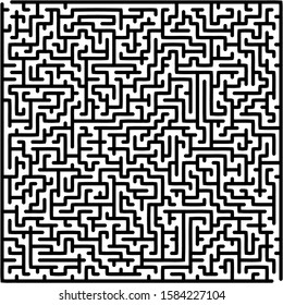 Labyrinth of high complexity. Vector illustration of a maze. Black and white pattern. Geometrical backdrop.