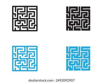 Símbolo de contorno de Vector blanco y negro del laberinto