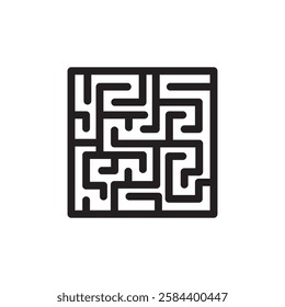 Labyrinth icon black and white vector outline sign