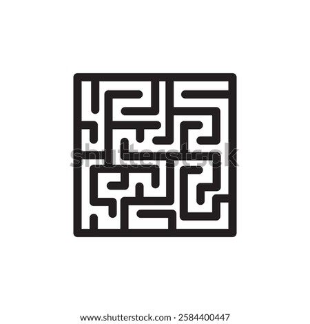 Labyrinth icon black and white vector outline sign