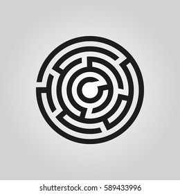 Labyrinth icon. Maze and intricacy, confuse symbol. Flat design. Stock - Vector illustration