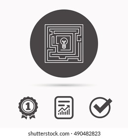 Labyrinth icon. Problem challenge sign.