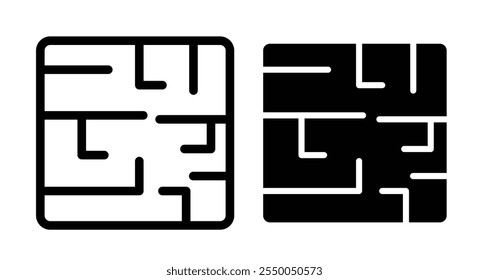 Labyrinth Icon Set in schwarz gefüllt und Linie.