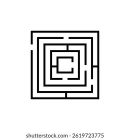 Línea delgada plana del Vector del icono del laberinto, ilustración simple para el Web y el App..eps
