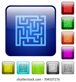 Labyrinth icons in rounded square color glossy button set