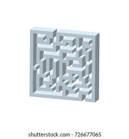 Labyrinth. Isolated on white background. 3d Vector illustration. Dimetric projection.