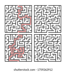 Labyrinth for kids. Maze. Find right way. Simple square maze