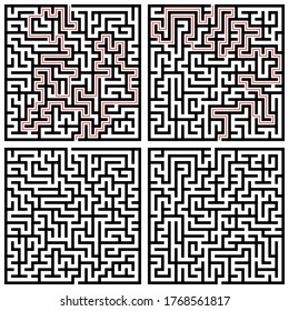 Labyrinth for kids. Maze. Find right way. Simple square maze
