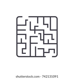labyrinth linear icon, sign, symbol, vector on isolated background