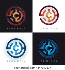 labyrinth logo design with 3D, emboss effect