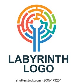 Labyrinth-Logo. Stilvolles, modernes, helles Zeichen