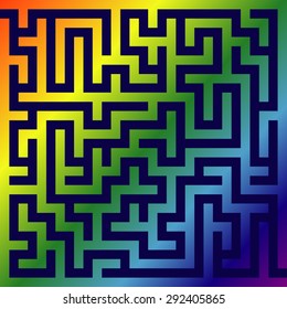 Labyrinth of low complexity with a  rainbow walls 