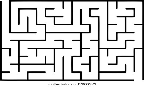 Labyrinth of low complexity. Vector illustration of a maze. Abstract geometric background. Black and white pattern.