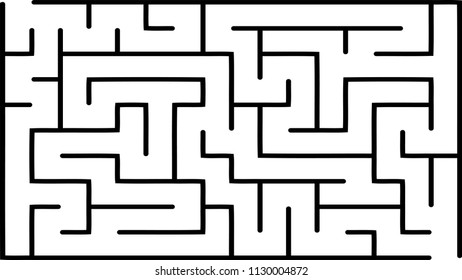 Labyrinth of low complexity. Vector illustration of a maze. Abstract geometric background. Black and white pattern.