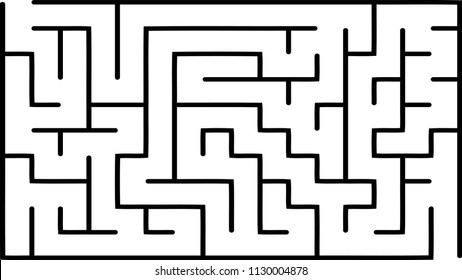Labyrinth of low complexity. Vector illustration of a maze. Abstract geometric background. Black and white pattern.