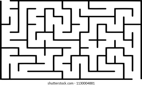 Labyrinth of low complexity. Vector illustration of a maze. Abstract geometric background. Black and white pattern.