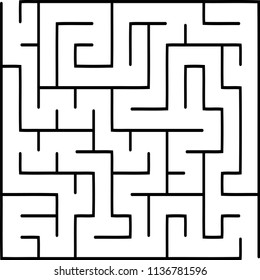 Labyrinth of low complexity. Vector illustration of a maze. Abstract geometric background. Black and white pattern.