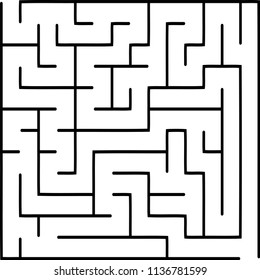 Labyrinth of low complexity. Vector illustration of a maze. Abstract geometric background. Black and white pattern.