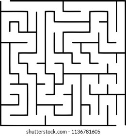 Labyrinth of low complexity. Vector illustration of a maze. Abstract geometric background. Black and white pattern.