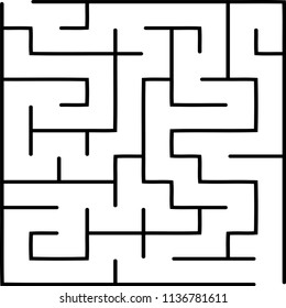 Labyrinth of low complexity. Vector illustration of a maze. Abstract geometric background. Black and white pattern.