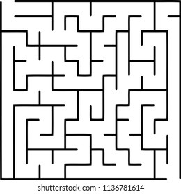 Labyrinth of low complexity. Vector illustration of a maze. Abstract geometric background. Black and white pattern.