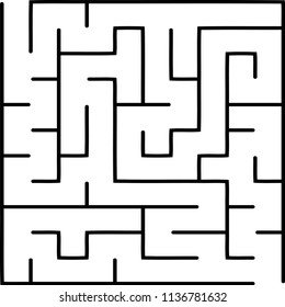Labyrinth of low complexity. Vector illustration of a maze. Abstract geometric background. Black and white pattern.