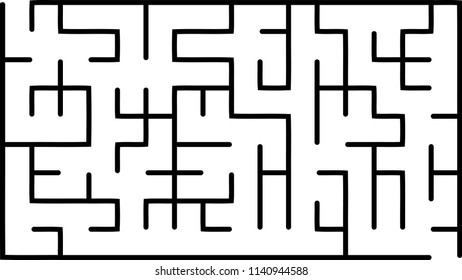 Labyrinth of low complexity. Vector illustration of a maze. Abstract geometric background. Black and white pattern.