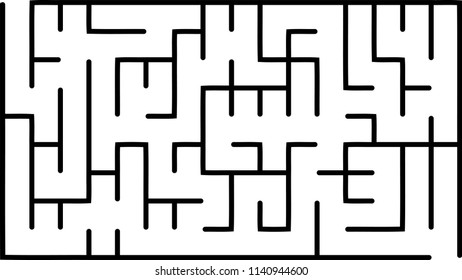 Labyrinth of low complexity. Vector illustration of a maze. Abstract geometric background. Black and white pattern.