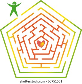  Labyrinth with man and heart.