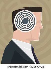 Labyrinth Man Mind vector illustration.